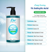 Liv Deeply Cleansing Shower Gel | Infused with 1% Salicylic Acid | 300ML